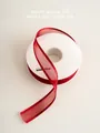 Red sheer organza ribbon 2.5cm wide for Christmas tree decoration and gift wrapping - 2.5cm*22m / Red
