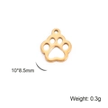 Golden hollow paw print charm in stainless steel for DIY jewelry, 10x8.5mm size - Hollow Paw / Gold