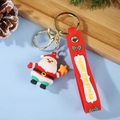 Cartoon Santa Claus PVC keychain with red Merry Christmas silicone wrist strap and gold ring - Gold Buckle Star Catching Santa