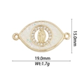 Detail of 18k gold plated Virgin Mary oval pendant connector with pavé stones - DZ-953/Oval Connector White Opal Virgin Mary