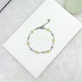 Daisy and star 18k gold stainless steel bracelet in silver finish for women - White Silver