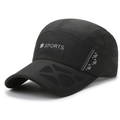 Quick-dry black mesh baseball cap with SPORTS logo for breathable outdoor activities - Adjustable / Black and Gray