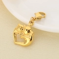 Close-up of golden heart pendant with dual bear design and lobster clasp detail - Heart With Dual Bears Shape Style (KLJ6876-Z)