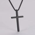 Collier minimaliste avec pendentif croix noire en acier inoxydable pour homme bijou - Noir