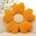 Five-petal flower plush pillow in orange and white with textured chenille fabric - Yellow