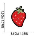 Detailed strawberry embroidered patch size 4.5cm x 3.5cm with red and green threads - Strawberry w/ Black Edge (W25SG-068-21)