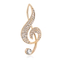 Elegant gold musical note brooch with crystal rhinestones and round pearl detail - Gold Treble Clef with Main Stone