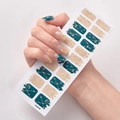 Eco-friendly self-adhesive nail stickers with dark green and gold star moon patterns - Dark Green Gold Glitter Star Moon Geometric Style (UNE-35)