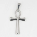 Polierter silberner Ankh-Kreuz Anhänger aus Edelstahl für Damen und Herren - Kleiner Anhänger Allein (Ohne Kette) / Silber
