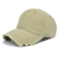 Casquette de baseball en coton kaki au style rétro avec finitions effet vieilli - Réglable / Kaki