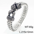 Men's viking wolf head chain bracelet in punk stainless steel style with 12mm width - 20cm / Wolf Head Style A (KB179518-MZOZ)