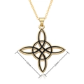 22mm gold-plated Celtic knot necklace pendant with black filling and zircon accents - Gold Black Two-tone Celtic Knot Style (D442)