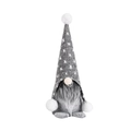 Gnome de Noël avec bonnet gris à pois et longue barbe blanche sur un fond blanc pur - Gris