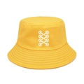 Dettaglio cappello alla pescatora in cotone giallo con motivo a incrocio e tesa cucita - M (56-58cm) / Giallo