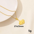 Minimalist 18K gold plated stainless steel ginkgo leaf pendant necklace in golden finish - Gold - Ginkgo Leaf Type 1