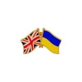 Crossed UK and Ukraine flags brooch badge with gold-toned metal frame - UK And Ukraine Flag Style (C2253)