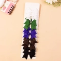 Kids grosgrain ribbon bow clips set in white green purple brown and black colors - White Green Purple Brown Black Mixed (#9)