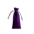Purple velvet drawstring pouch for jewelry storage with black strings on white fabric - Purple / 6x15cm