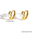 Gold plated stainless steel huggie hoop earrings with white round pearl inlays - Pearl