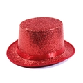 Sparkling red sequin top hat with matching satin ribbon for magic shows and performances - Tinsel - Red