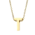 Polished gold initial T letter pendant on stainless steel chain for women - Letter T(KN234010-Z)