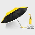 Paraguas amarillo limón de tres pliegues con mango creativo de cabeza de pato de madera - Recubrimiento de pegamento negro / Amarillo Limón
