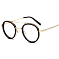 Occhiali rotondi retrò neri e oro con montatura in metallo a doppio ponte unisex - Montatura Oro Nero