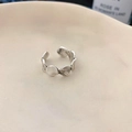 Elegant silver open ring with irregular hammered texture in French vintage style - 49# Ring - Silver