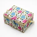 Floral cotton fabric sewing basket with woven base and rope handle for tool storage - A Style - Colorful Green Sewing