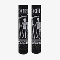 Gothic black crew socks featuring white knit XIII Reaper and Death tarot card pattern - One Size / Death Skull / Black