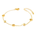 Gold-plated chain bracelet with FF logo charms and sparkling white zircon stones - Letter F / 18K Gold