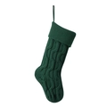 Calza di Natale in maglia intrecciata verde scuro per decorazioni festose - verde scuro
