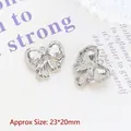 Detail of silver bow alloy pendants with heart rhinestones and 23x20mm dimensions - 8# Large Bow White Rhinestone