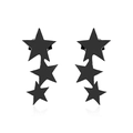 Minimalist matte black stainless steel triple star stud earrings for men and women - Black