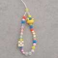 Handmade beaded phone strap with colorful acrylic beads and yellow duck charm - Duck Phone Chain