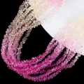Faceted crystal glass beads in pink and yellow gradient for DIY jewelry making - Dark Pink Yellow