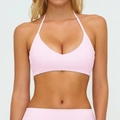 Reggiseno sportivo allacciato al collo rosa chiaro con scollo a V profondo - S / Rosa Sakura