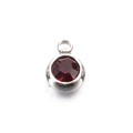 6mm stainless steel charm with deep red birthstone inlay and silver metal base - Dark Red - Steel Color