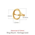 S925 sterling silver oval ring setting in ancient gold finish for 11x15mm stone - 11x15mm / Antique Gold