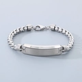 Silbernes Edelstahl-Box-Armband für Herren mit gebürsteter Metallplatte zum Gravieren - Stahlfarbe (KB167900-KLHQ)