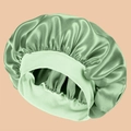 Silky satin bonnet cap for hair care in light green with elastic band for women - One Size / Avocado Green
