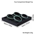 Black wooden 4-slot velvet jewelry display tray for jade bracelets and bangles - 4-Slot Bracelet Tray (Black)
