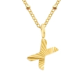 18k gold plated stainless steel necklace featuring a textured letter X pendant - Letter X / Gold