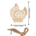 Wooden rooster Christmas pendant ornament with twine string, size 7.8x7cm for home decor - Hen / 10 Pieces Pack