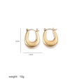 Detailed view of minimalist gold U-shape earrings showing 2.6cm height and 1.8cm width - Smooth Long U (A0177K)