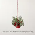 Christmas tree ornament featuring pine needles, red berries, and a snowflake fabric bag - Red Gift Bag (29g)