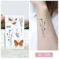 Wasserdichtes Schmetterling-Tattoo-Aufkleber RC-769 mit Blumenmuster auf dem Arm - RC-769 Bunte Blumen