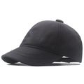 Black short brim baseball cap with breathable honeycomb texture and adjustable strap - 55-61cm / Black