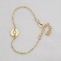 Gold-finish hollow round bracelet with initial Q letter charm and adjustable clasp - Gold Q