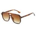 Classic tortoise shell aviator sunglasses with gradient brown lenses and double bridge design - Tortoiseshell Frame Tea Lens